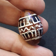 Antique tibetan etched red agate bead decorated carnelian bead amulet pandant j4