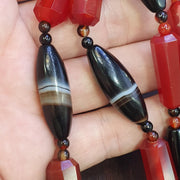 Vintage Carnelian Suleimanagate Necklace: Middle Eastern Beaded Jewelry