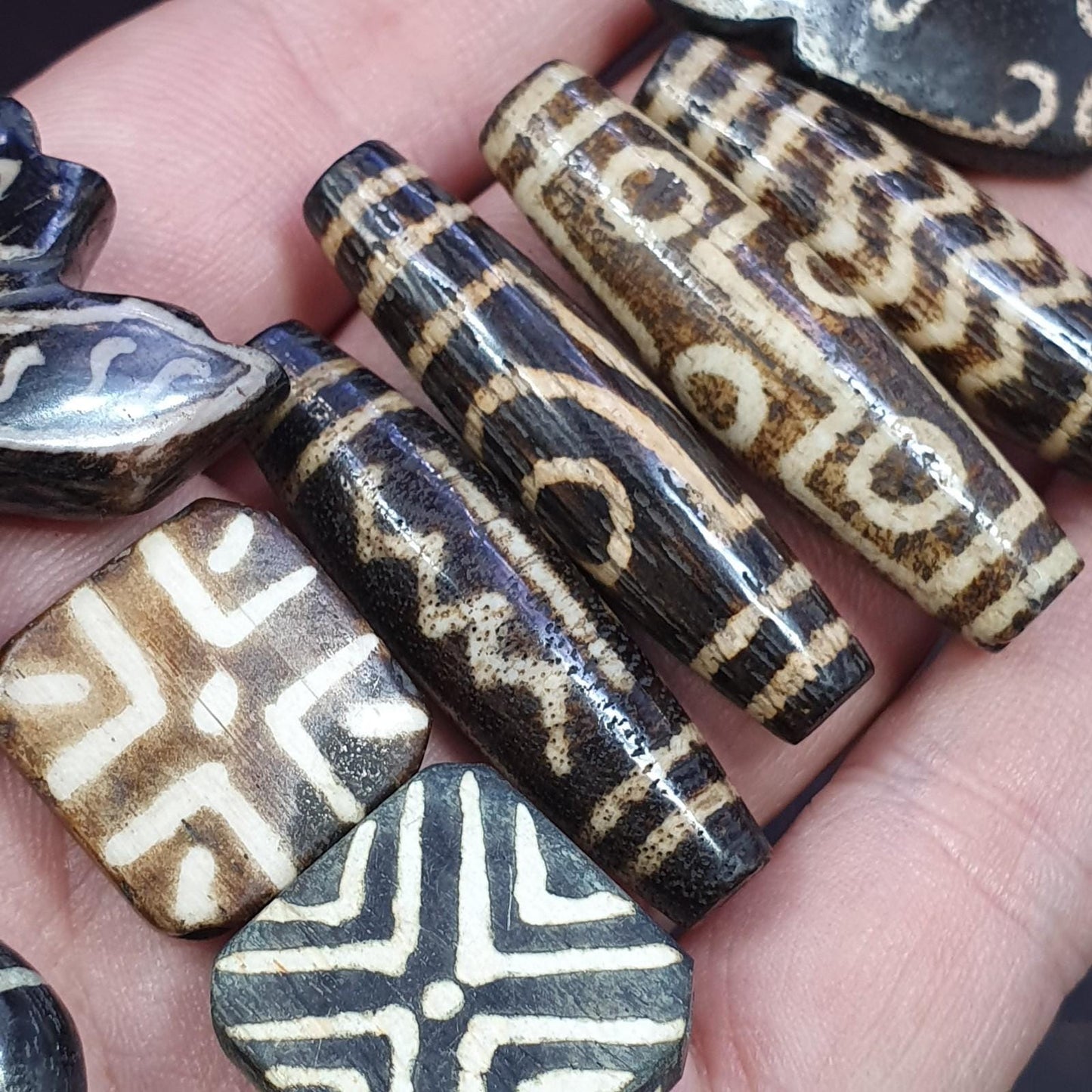 Lot 9 south asian burmese old pyu pumtek stone very rare dzi beads pendants