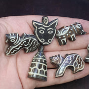 Lot 6 south asian burmese old pyu pumtek petrified wood stone beads pendants