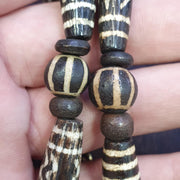 Antique south asian burmese pumtek pyu dzi 9 eyes rare patters beaded necklace