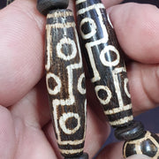 Antique south asian burmese pumtek pyu dzi 9 eyes rare patters beaded necklace