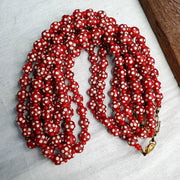 Venetian red whiteheart and venetian inspired red skunk glass beads necklacegift