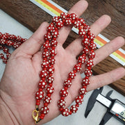 Venetian red whiteheart and venetian inspired red skunk glass beads necklacegift