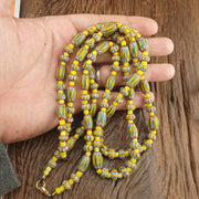 Vintage Venetian Yellow Chevron Glass Beads: 22-Inch Jewelry Supply Strand