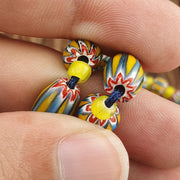 Vintage Venetian Yellow Chevron Glass Beads: 22-Inch Jewelry Supply Strand