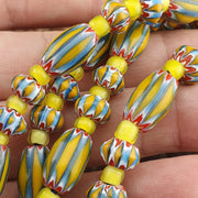 Vintage Venetian Yellow Chevron Glass Beads: 22-Inch Jewelry Supply Strand