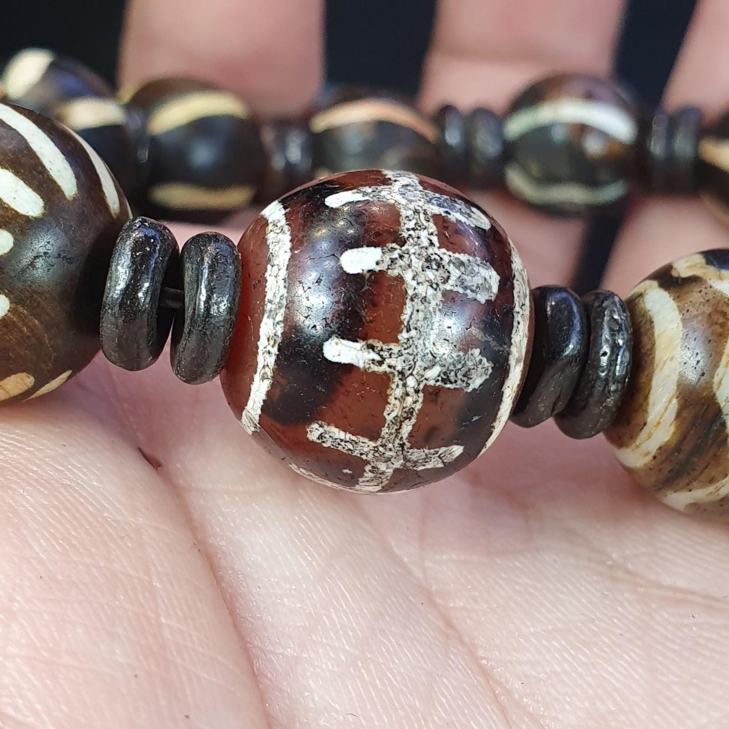 Antique agate with south asian burmese pumtek beads bracelet