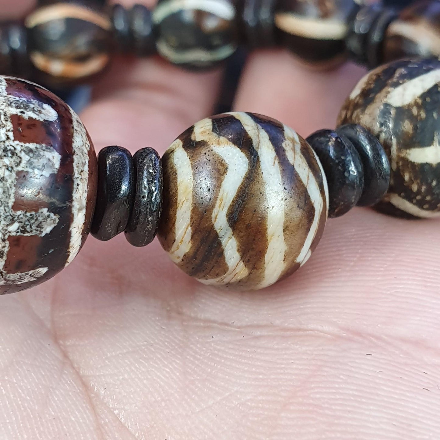 Antique agate with south asian burmese pumtek beads bracelet