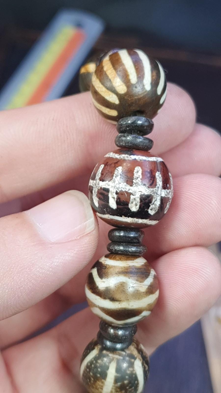 Antique agate with south asian burmese pumtek beads bracelet