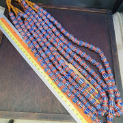 Vintage blue red chevron venetian style multilayers 11mm glass beads necklace