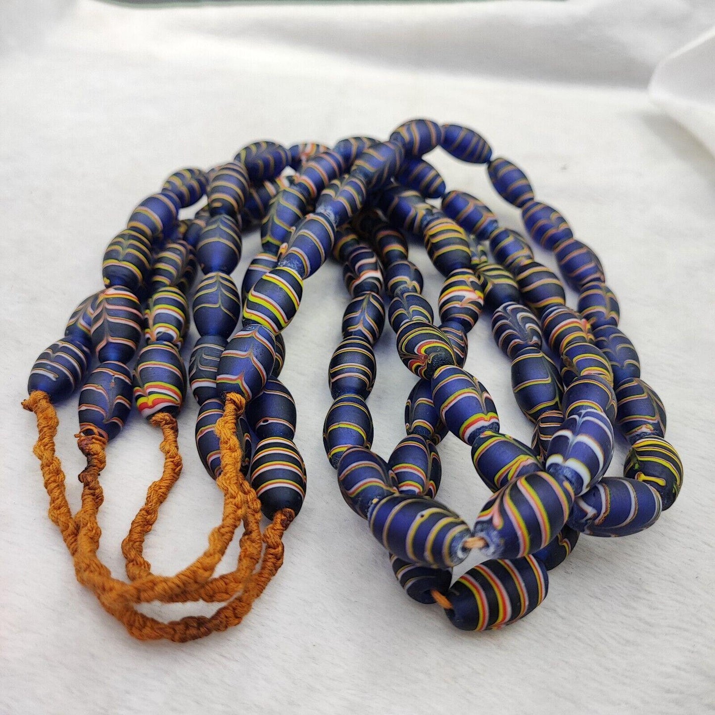 Vintage venerano art fancy  feather beads 18x9.5mm  glass beads 24" necklacegift