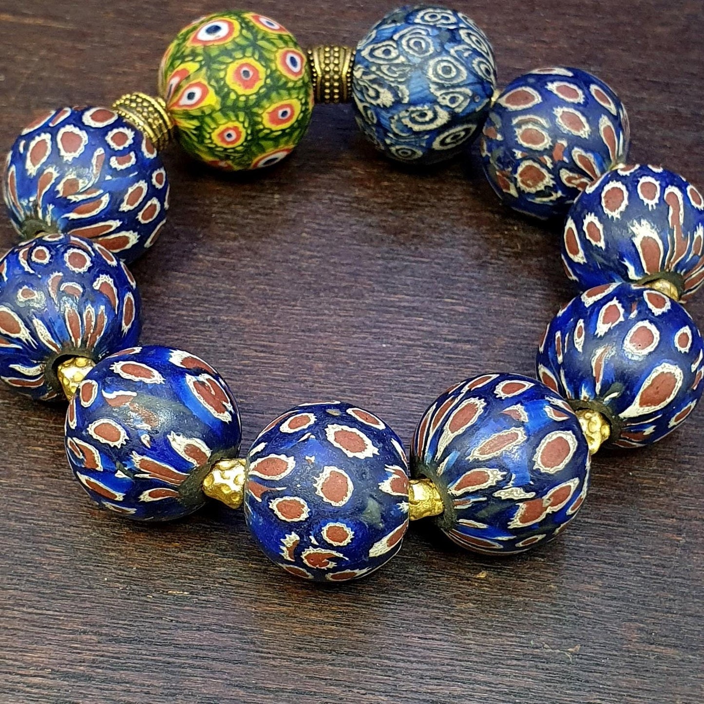 Vintage antique african blue gabri style eyes beads bracelet Gift