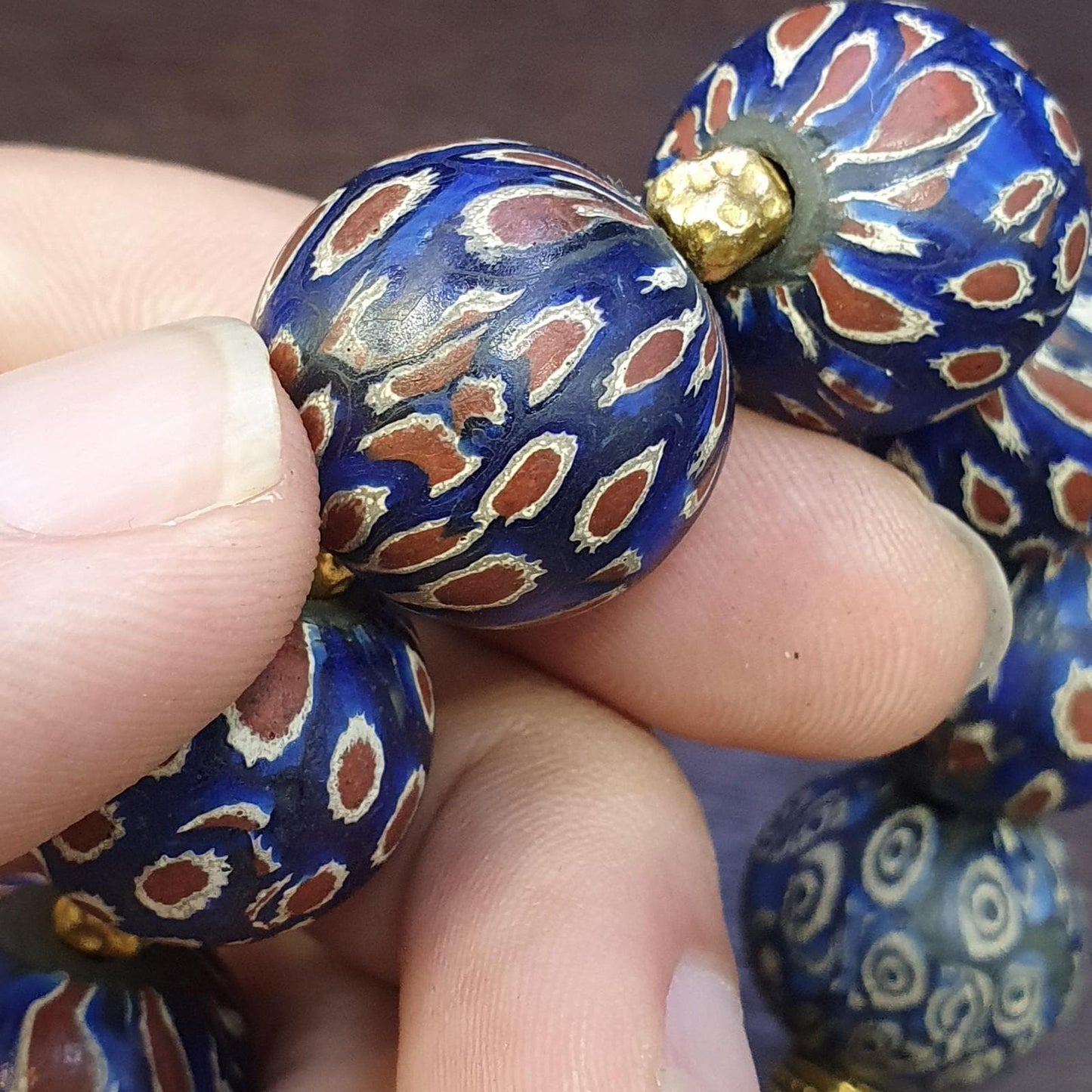 Vintage antique african blue gabri style eyes beads bracelet Gift