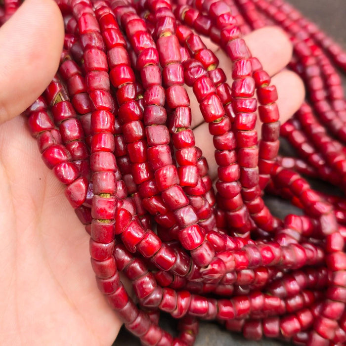 East Oasis Wholesale 30 Strand Cranberry Red Whiteheart Venetian Trade Bead Lot