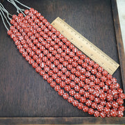 Skunk Venetian Inspired Beads, Thousand Eye Millefiori Strand, Antique Red Glass | Handmade | 10.5-11mm, For Necklace Making