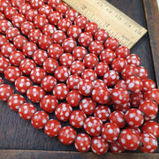 Skunk Venetian Inspired Beads, Thousand Eye Millefiori Strand, Antique Red Glass | Handmade | 10.5-11mm, For Necklace Making