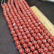Skunk Venetian Inspired Beads, Thousand Eye Millefiori Strand, Antique Red Glass | Handmade | 10.5-11mm, For Necklace Making