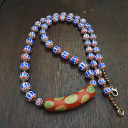 Blue chevron beads 9mm 6 layers chevron glass beaded necklace gift