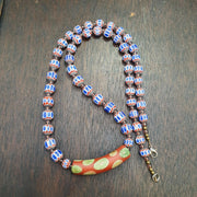 Blue chevron beads 9mm 6 layers chevron glass beaded necklace gift