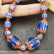 Beautiful blue chevron beads 6 layers chevron glass beaded necklace gift