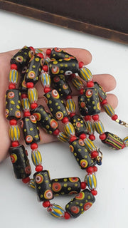 Vintage African Style Chevron Glass Bead Necklace, Gabri Eyes