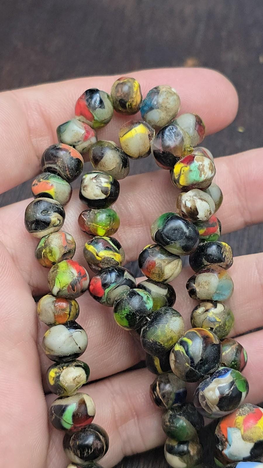 Antique millefiori bead jewelry – vibrant glass beads with hook clasp