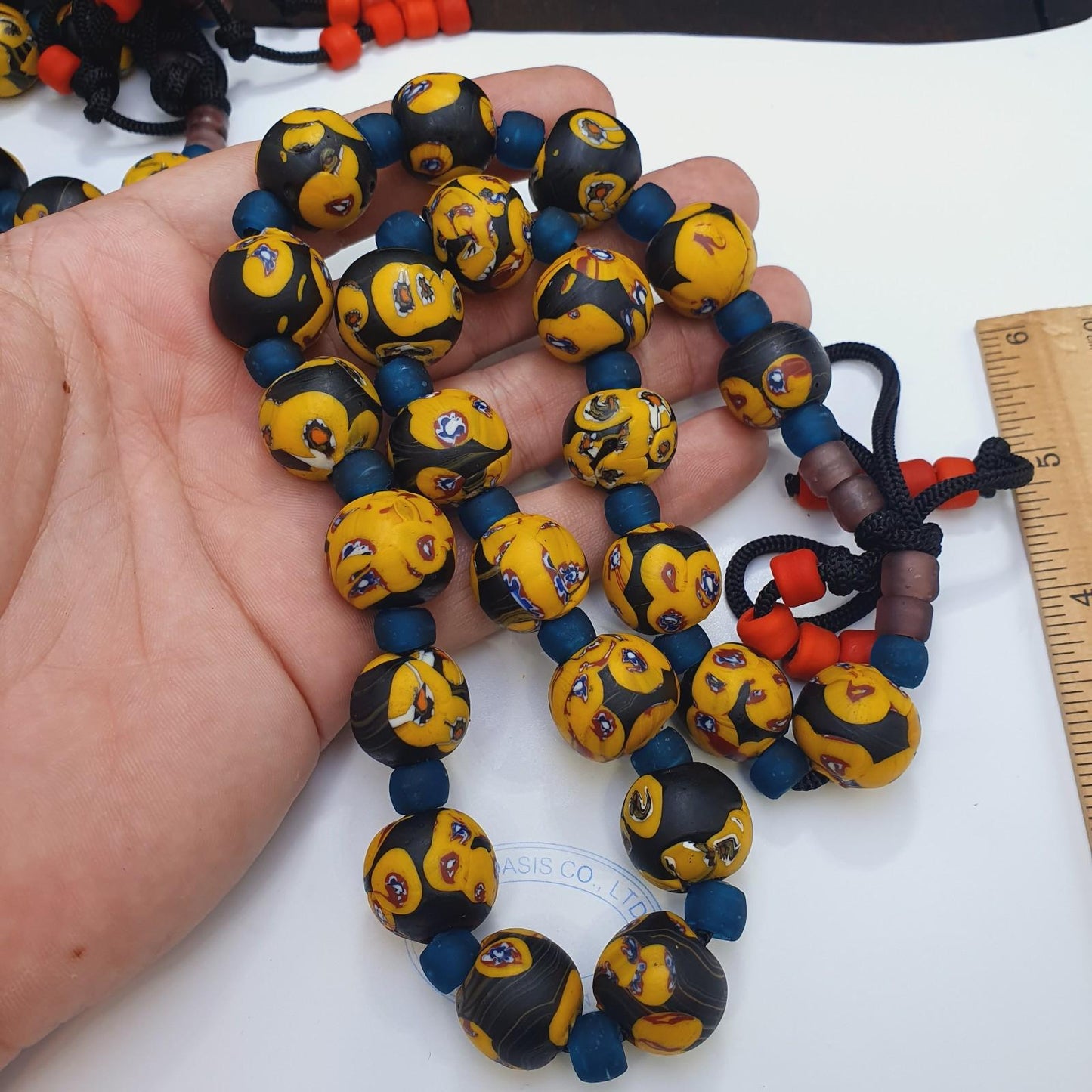 Vintage African Style Glass Bead Necklace, 17-18mm