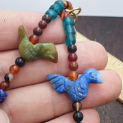 Vintage amazonite, lapis lazuli, jade crystal stone amulets pendants necklace