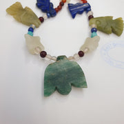 Rare vintage amazonite, lapis lazuli, jade stone amulets pendants necklace
