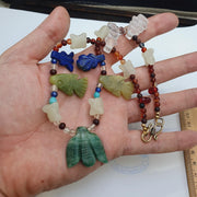 Rare vintage amazonite, lapis lazuli, jade stone amulets pendants necklace