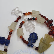 Rare vintage amazonite, lapis lazuli, jade stone amulets pendants necklace
