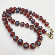 Vintage red venetian style face glass beads beaded necklace gift