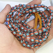 Multicolor venetian inspired glass beads 9mm blue red chevron beads necklace