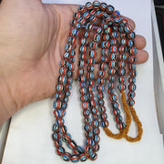 Multicolor venetian inspired glass beads 9mm blue red chevron beads necklace
