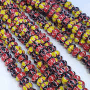 Multicolor venetian inspired glass beads 10mm red yellow chevron beads necklace