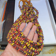 Multicolor venetian inspired glass beads 10mm red yellow chevron beads necklace
