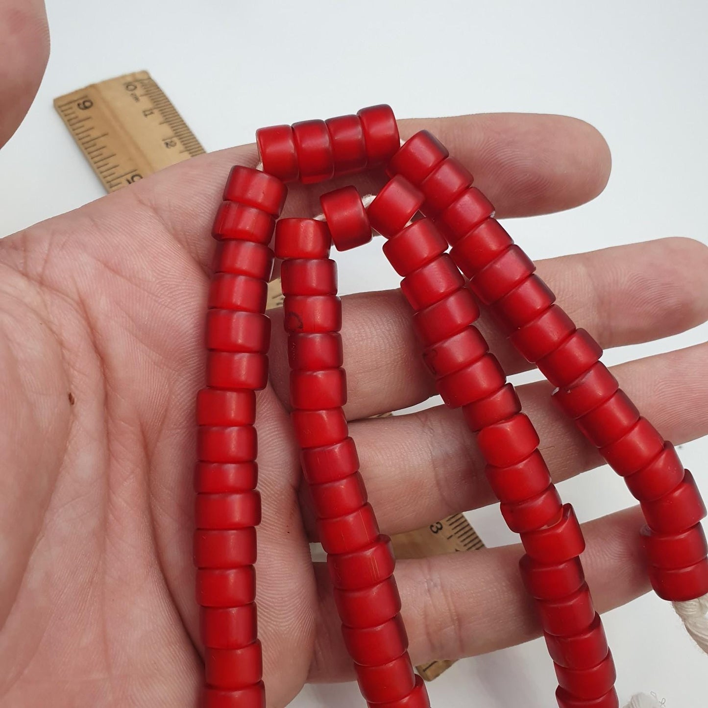 Very unique shape 10mm vintage venetian white heart trade beads long strand