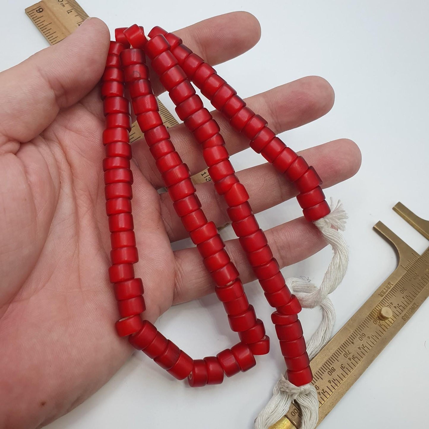 Very unique shape 10mm vintage venetian white heart trade beads long strand