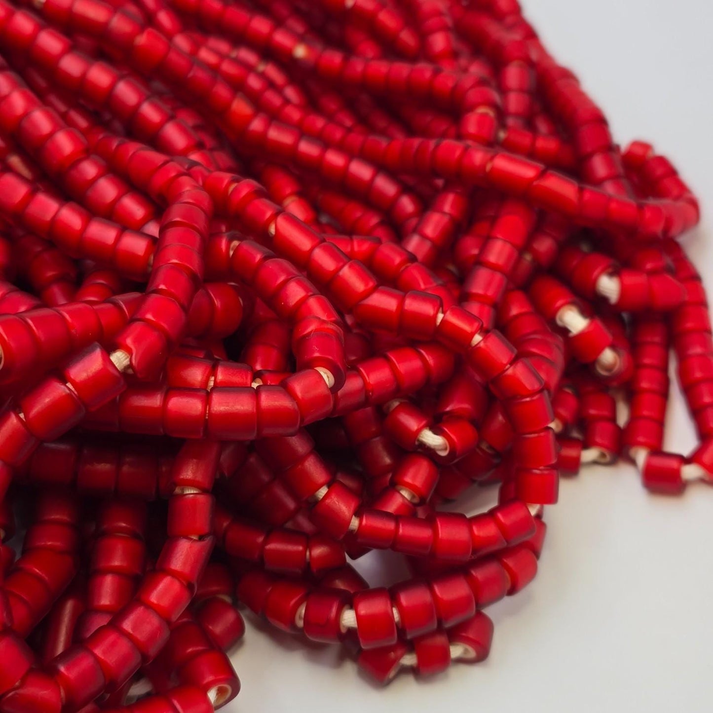 Very unique shape 7-8mm vintage venetian white heart trade beads long strand
