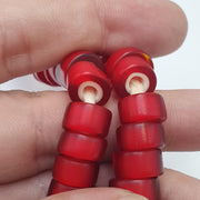 Very unique shape 11mm vintage venetian white heart trade beads long strand