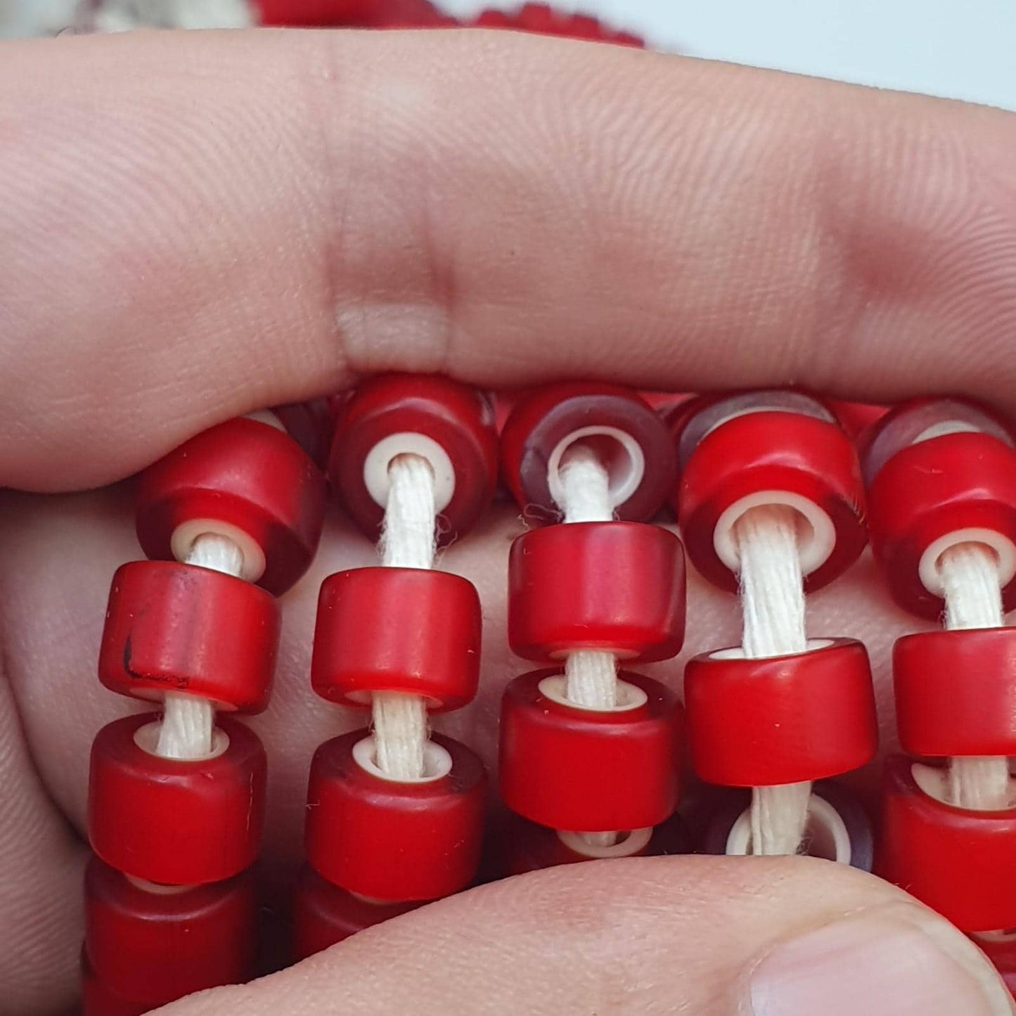 Venetian white heart beads 9mm red glass – vintage african trade jewelry supply