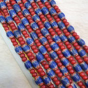 Beads of antiquity vintage venetian white heart and blue chevron beads necklace