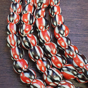 Multicolor venetian inspired glass beads 8mm red black chevron beads necklace