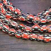 Multicolor venetian inspired glass beads 8mm red black chevron beads necklace