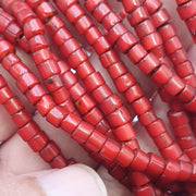 Vintage Venetian Red Heart Bead Necklace, Multi-Strand 24 Inch