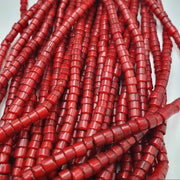 Vintage Venetian Red Heart Bead Necklace, Multi-Strand 24 Inch