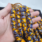 Vintage venetian style floral millefiori beads bold yellow with intricate motifs