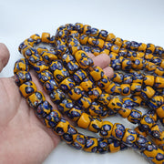 Vintage venetian style floral millefiori beads bold yellow with intricate motifs