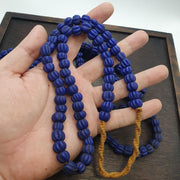 African Cobalt Beads, Vintage Glass Strand | Handmade Artisan Components, For Jewelry Making | 22 Inch